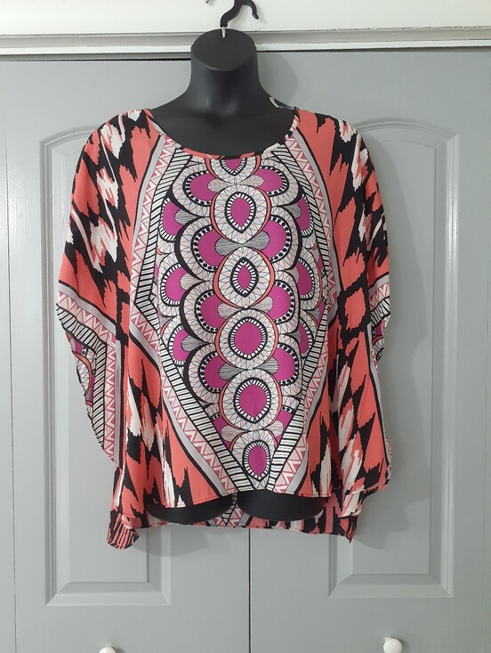 Pure Energy Tops - Pure Energy colorful lightweight poncho blouse